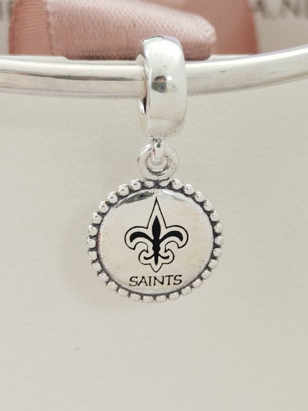 Pandora Engraved New Orleans Saints NFL Logo Exclusive Dangle Charm with box